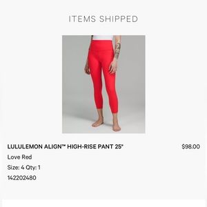 Size 4 Lululemon Align 25” high rise leggings